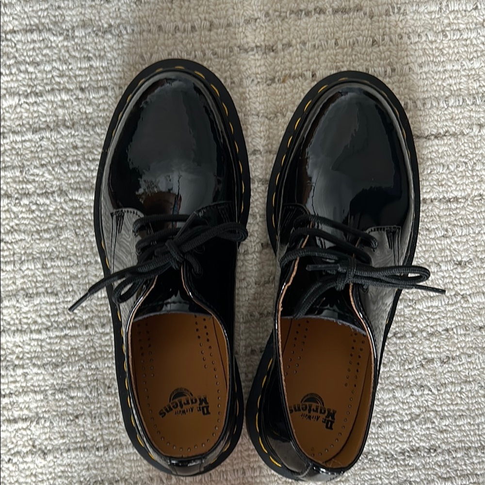 Dr. Martens Black Dress Shoes with Polished Leather and Thick Sole